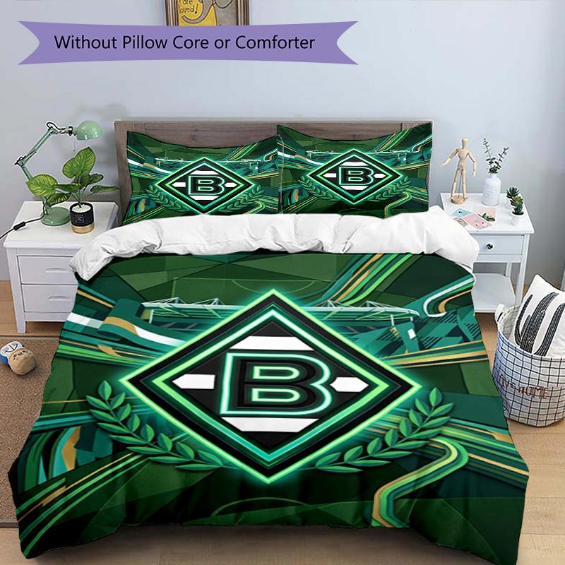 3pcs Duvet Cover Set (1*Duvet Cover + 2*Pillowcase, Without Core), Borussia Monchengladbach Print Bedding Set, Bedroom Decor, All‑Season, Birthday Gif
