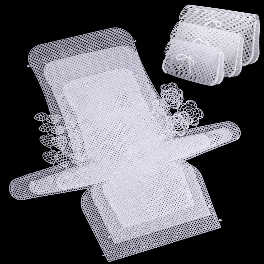 3pcs/set White Weaving Plastic Sheet for DIY Handmake Crochet Hand Bags, Durable Mesh Grids, DIY Knitting Craft Design Template