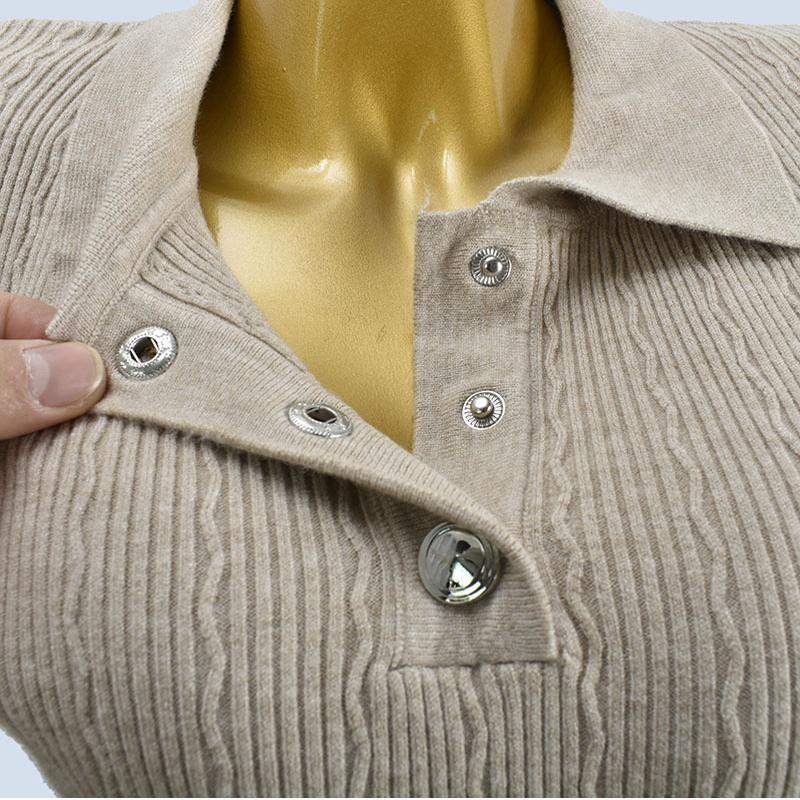 Korean Style New Autumn and Winter Polo Collar Sweater Skirt Silm Mid Length Long Length Knitting Base Dress Women