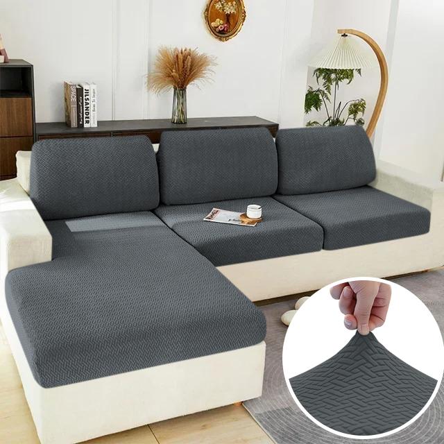 Elastic Sofa Cover Solid Sofa Seat Cover Grey Washable Seat Cushion Cover Furniture Protector Sectional