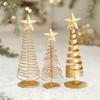 Gold Spiral Christmas Tree Decor Glittering Tabletop Tree with Star Topper for Holiday Home Office Table Centerpiece Mantel Shelf Decor