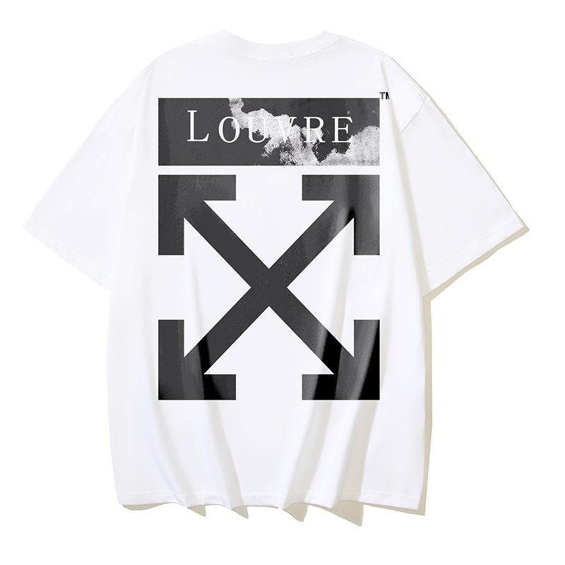 1181 Off-White 2025 Summer New White Cloud Letter Arrow Pattern Printed Short Sleeved T-shirt for Men and Women