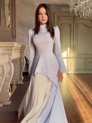Elegant European & American Patchwork Long Dress - 2025 Collection