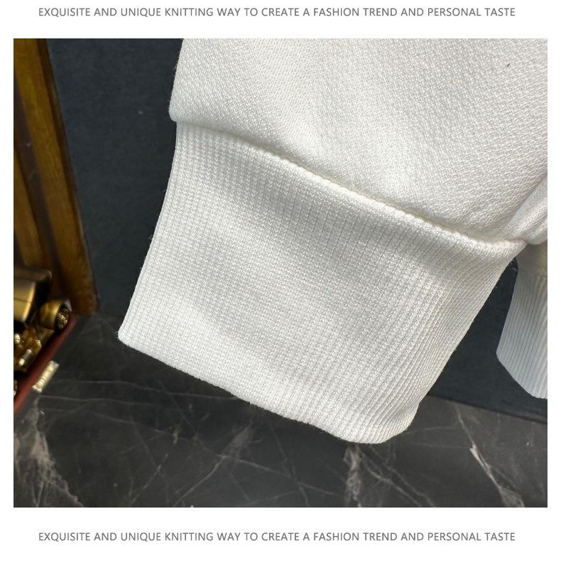 Men's American Trendy Embroidered Hoodie - Autumn/Winter Loose Fit, Long Sleeve, Round Neck, Thick Warm Pullover for Couples