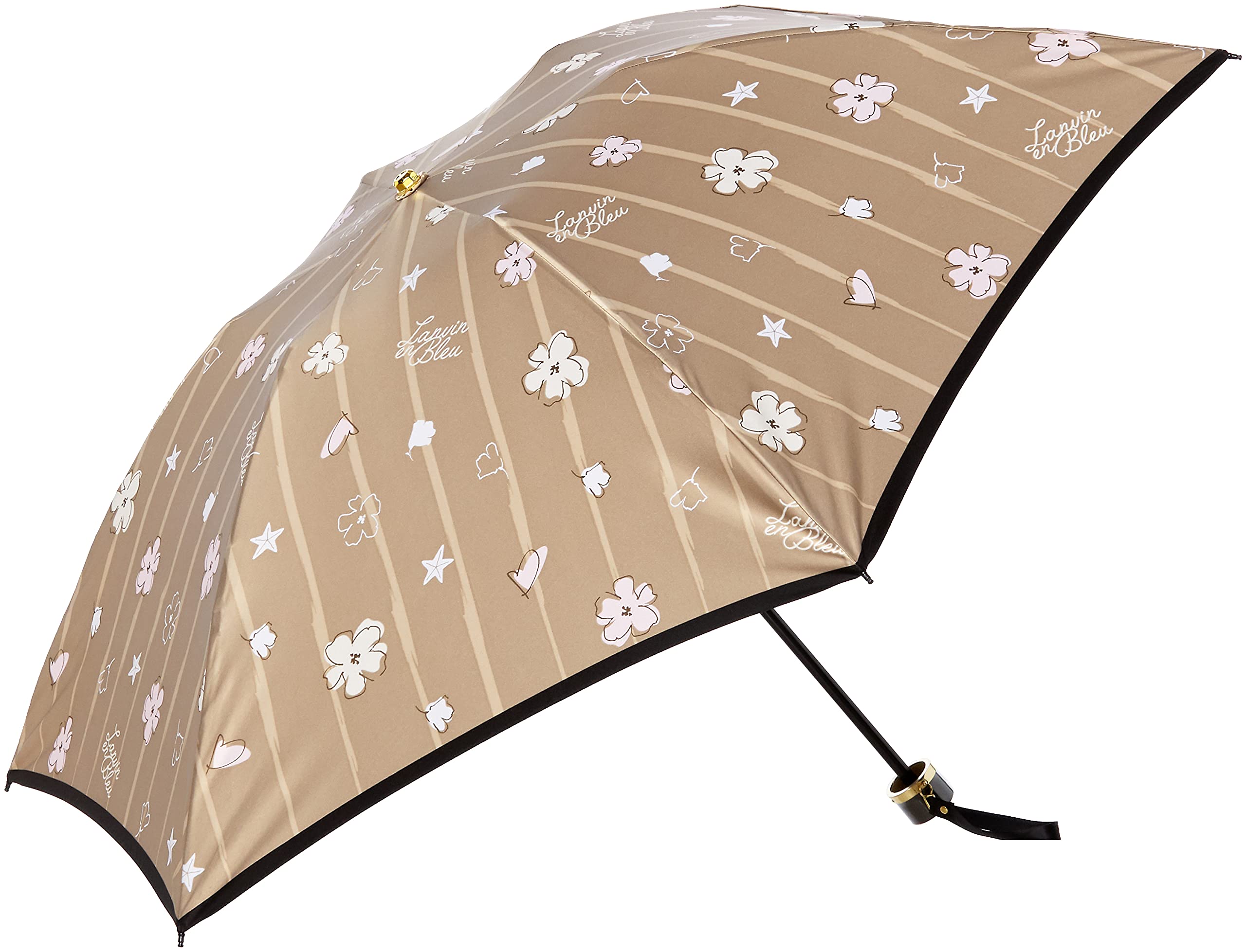 

LANVIN en Bleu MOONBAT Складной стильный цветочный зонт с мотивом цветов и моря, длина ребра примерно 55 см, принт, милый, женский, номер бежевый