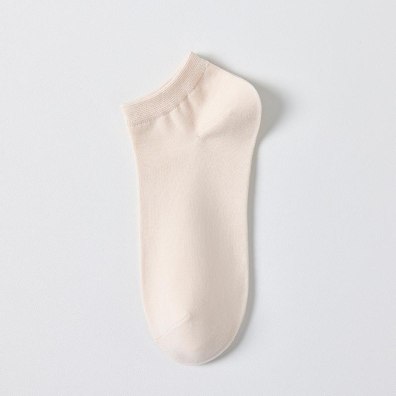 Women's Summer Thin Cotton Ankle Socks - Antibacterial, Odor-Resistant, Breathable, Sweat-Absorbing in Solid White