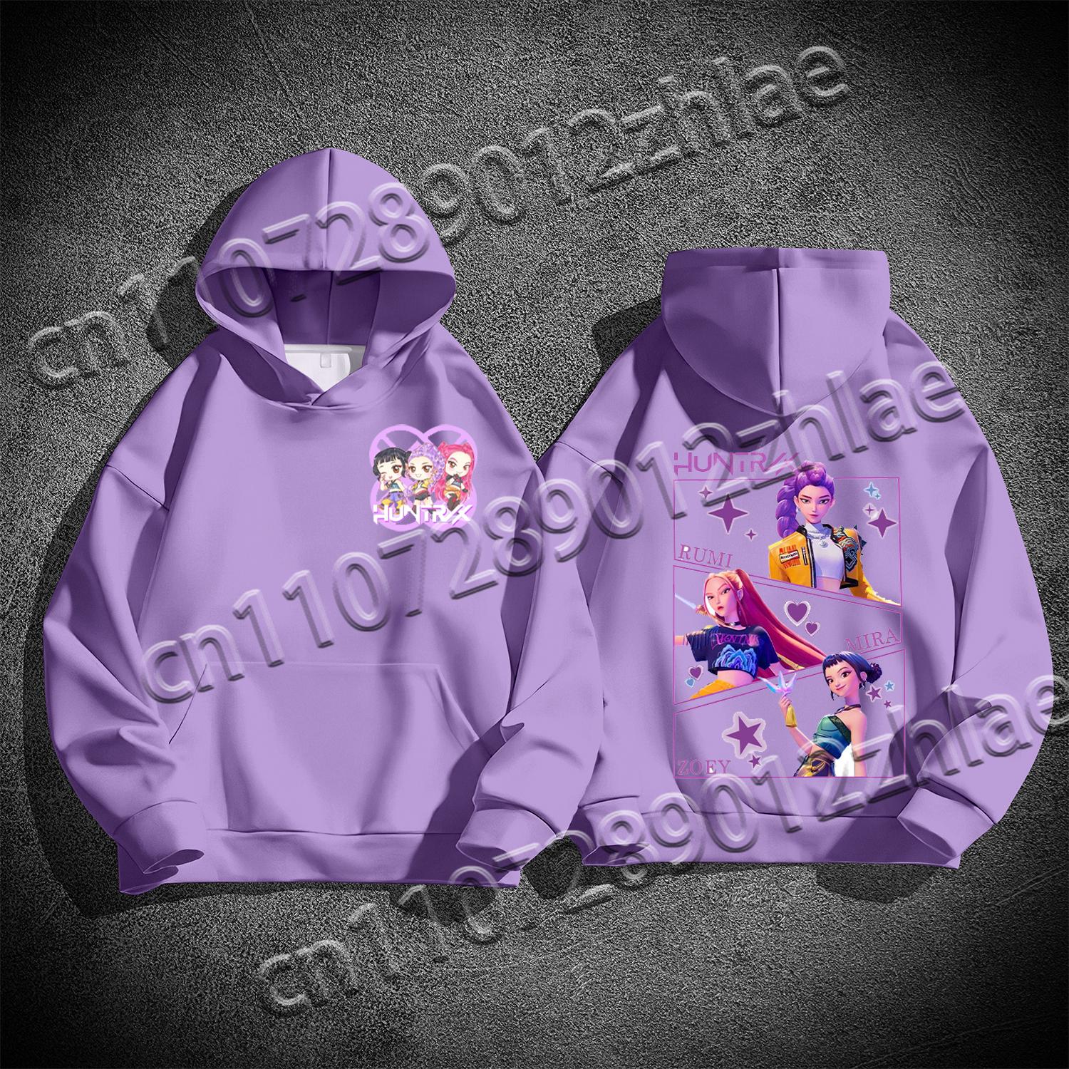 Best Selling Kpop Demon Hunter High Quality Flannelette Adult Sweater Loose Comfortable Quick Drying Adult Hooded Sweater 3XL