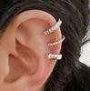 3pcs Set Trendy Personality Micro-inlay Zircon Geometry C Shape  Fake Piercing Clip Earrings for Women No Ear Holes Jewelry Sets