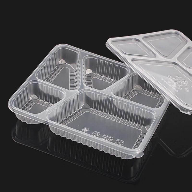 Disposable 5-Compartment Meal Prep Containers with Lids