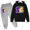 Children Clothing Hoodies +Pant Set Girls Boys3-12 Years Basketball 24 Print Toddler Leisure Coat Sports Suit Spring Autumn