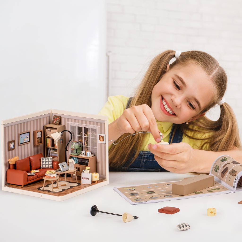 Plastleker 3D-puslespill Puslespill Superbutikk Koselig Stue Salong Plast DIY Miniaturhussett Byggeklosser