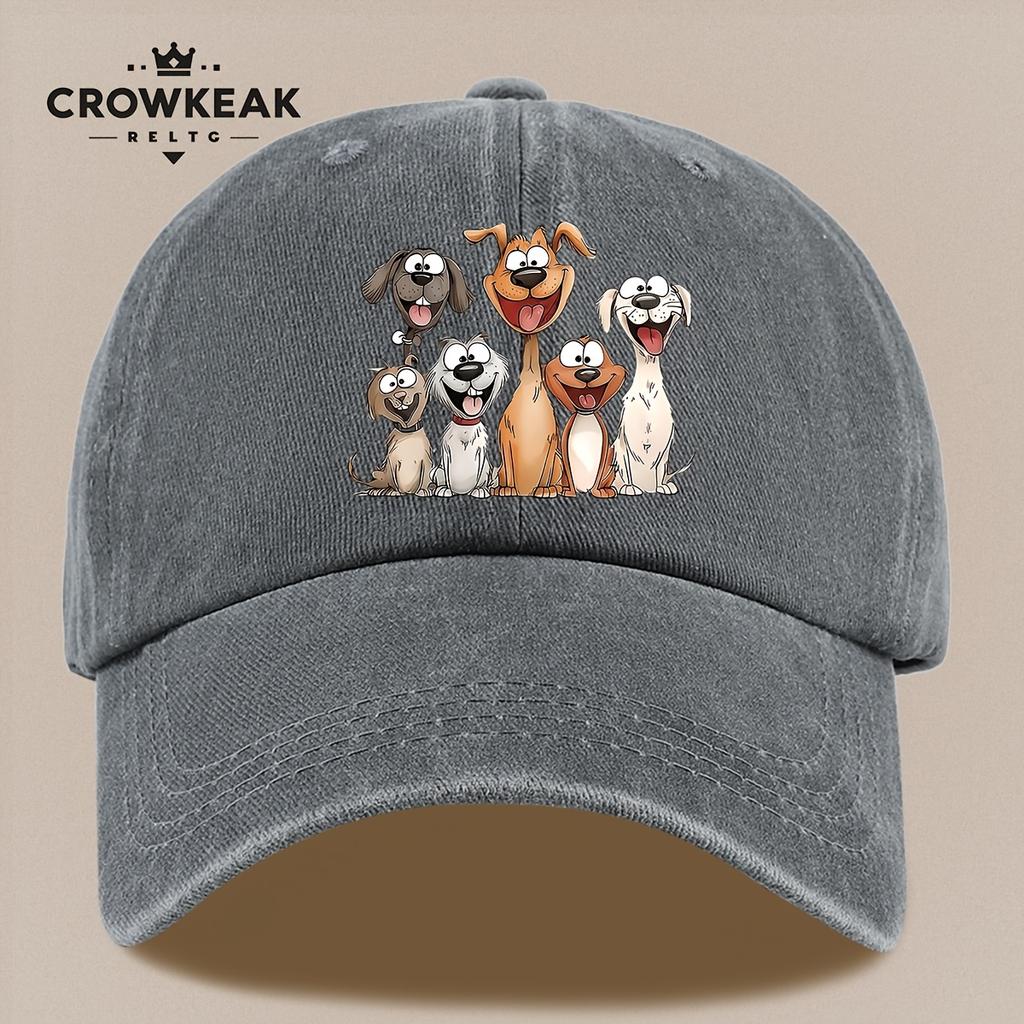 pc Cheerful Cartoon Dog Family Design Printed Casual Baseball Cap Lightweight Comfortable And Breathable Adjustable Size fo
