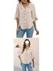 European & American Women's Artistic V-neck Ruffle Casual Shirt