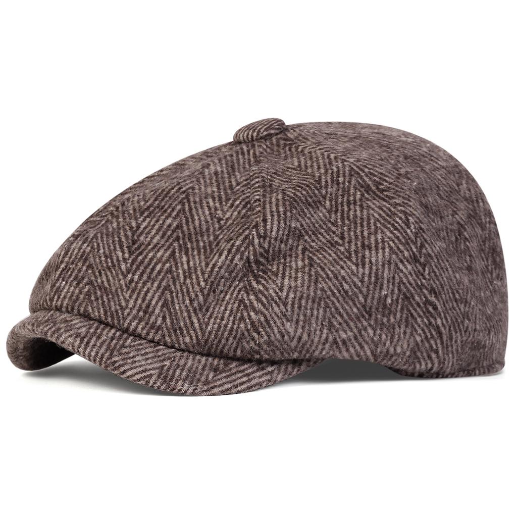 1Piece Men Texture Newsboy Hat Octagonal Hat Outdoor Warmth Sunscreen Casual Hat Suitable for Autumn Winter Travel