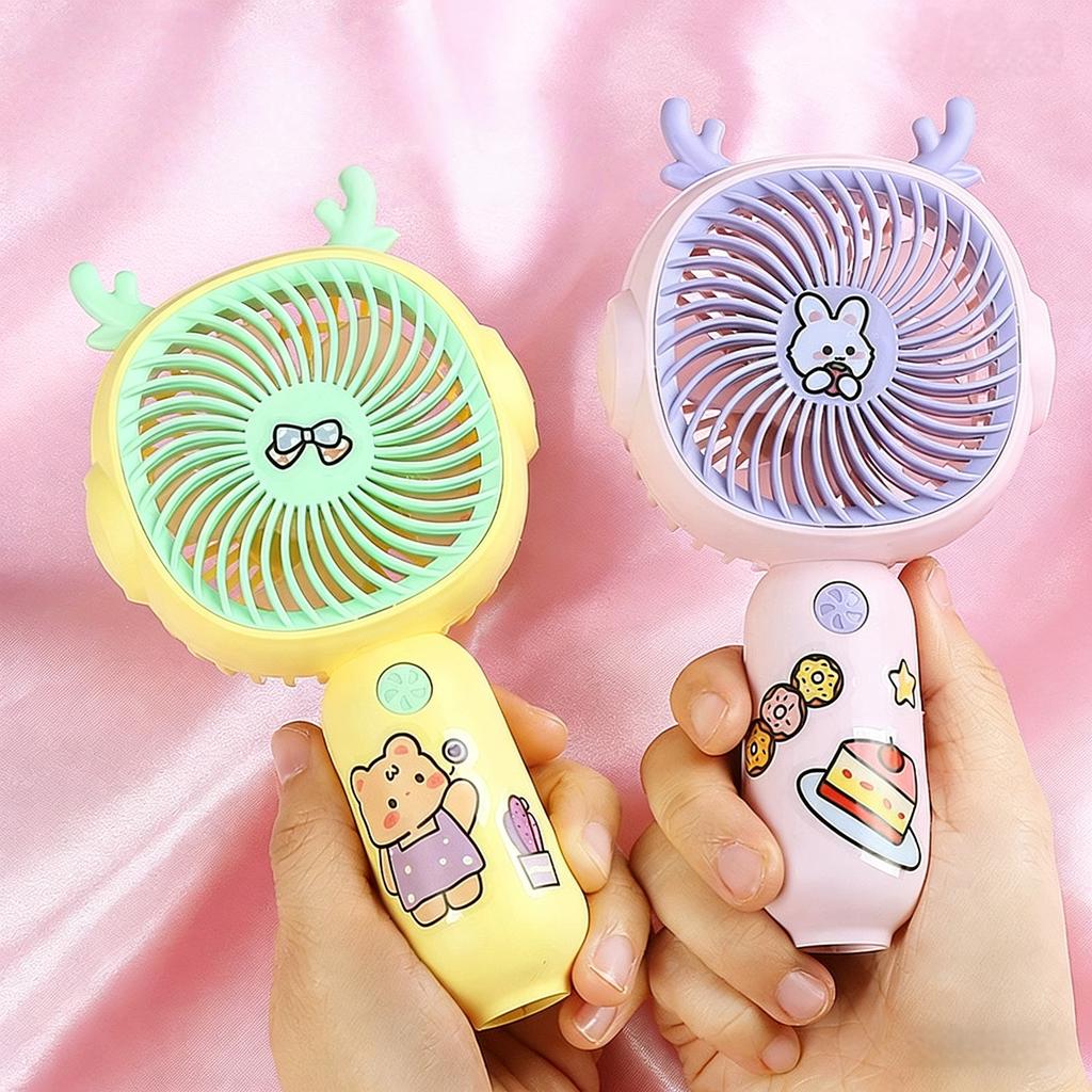 Handheld Fan Rechargeable Portable 3 Speed Mini Fan USB Small Fan with Phone Holder and Cute Sticker