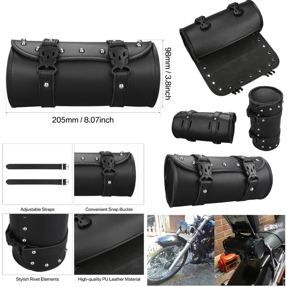 Motorcycle Saddlebags PU Leather Front Fork Tail Tool Bag Luggage For Harley Chopper Bobber Cruiser Sportster XL 883 1200 Bag