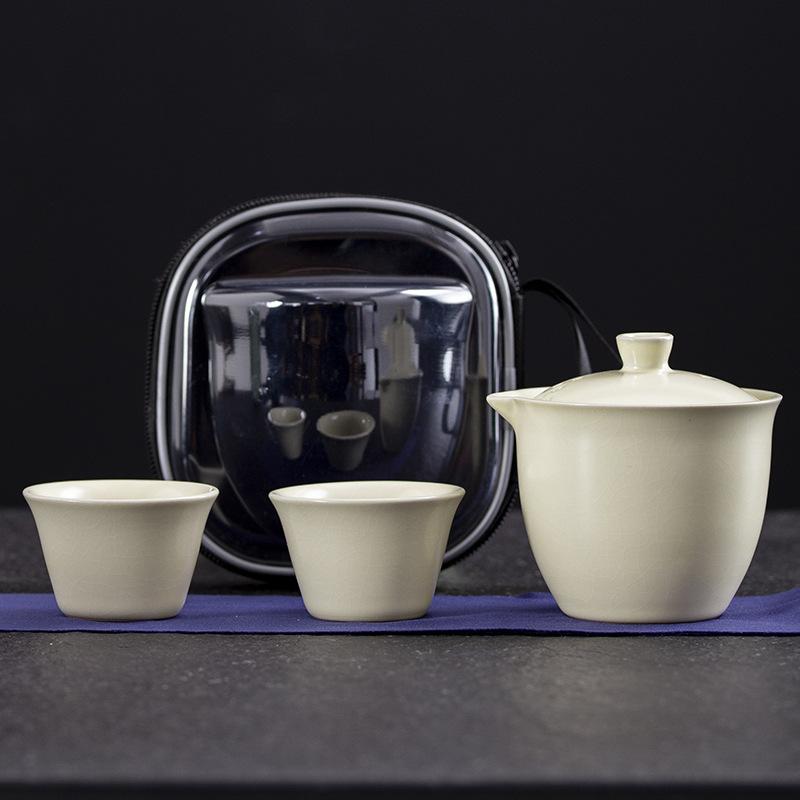 Ge Kiln Travel Tea Set Outdoor Kung Fu Tea Set Portable Express Cup Holiday Business Gifts