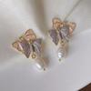 1Pair Purple Dream Butterfly Pearl Stud Earrings Korean Exquisite Gentle Sweet Earring For Women Girl Party Wedding Jewelry Gift