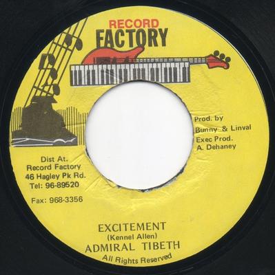 7palcová deska ADMIRAL TIBET - Vzrušení ŽÁDNÉ Record Factory Jamajka Reggae, Ska & Dub Použitá