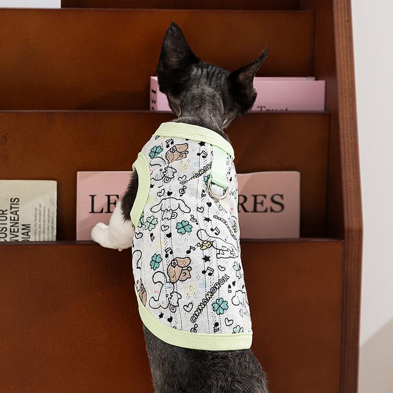 Grote-oren hond all-over print gezamenlijke serie mesh vest kat puppy kleine hond zomer bretel huisdier kat kleding