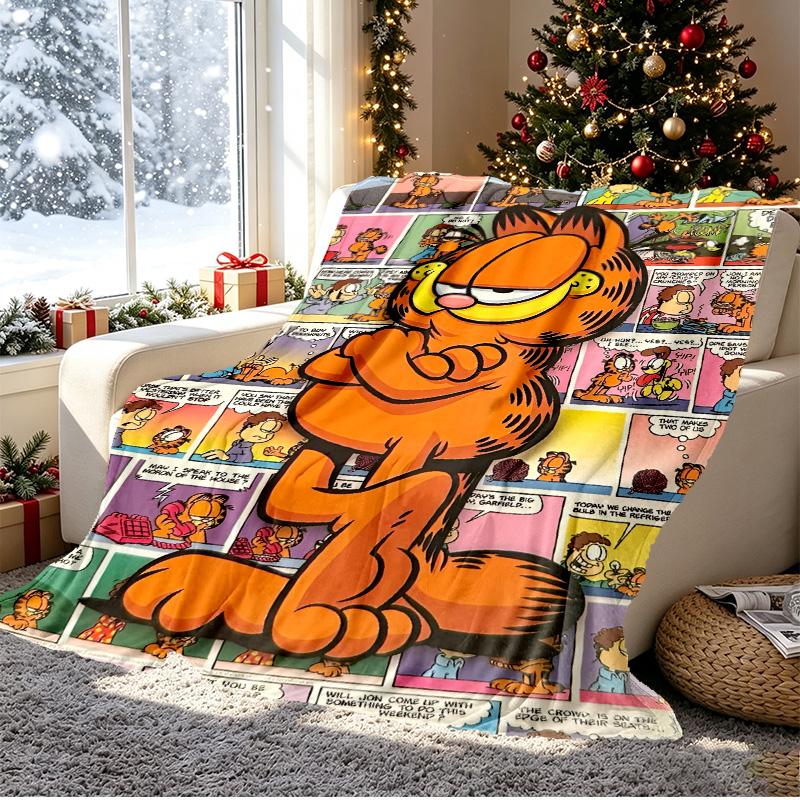 Garfield Pattern Blanket for Home Decoration, Bed, Sofa, Car Travel, Camping, Suitable for All Seasons, Birthday Christmas Gift