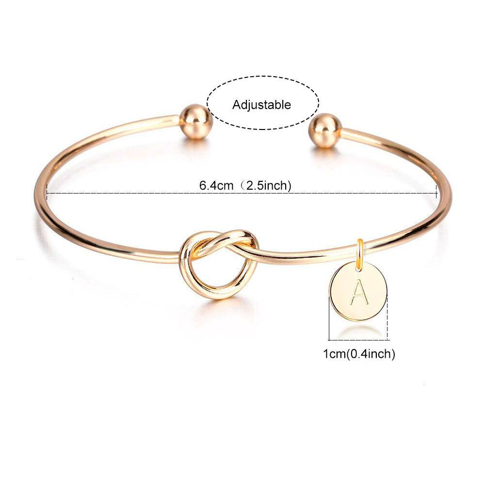 Элегантный браслет с узлом-сердцем и подвеской с 26 буквами для женщин L золотой