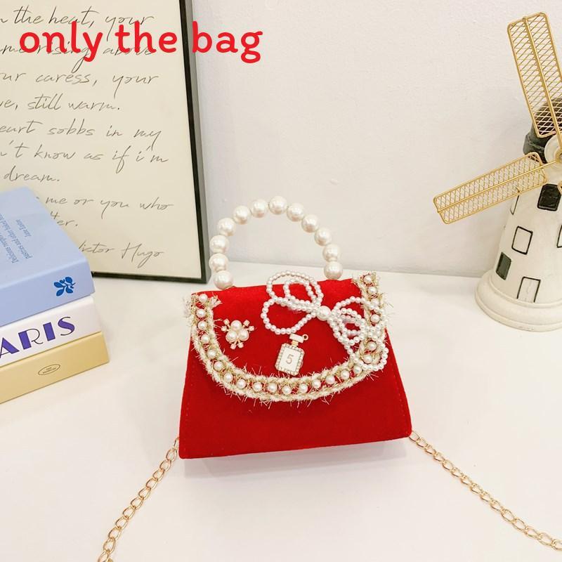 Melody Hello Kitty Puppen Dekor Schulter Crossbody Tasche Künstliche Perlenhenkel für den täglichen Gebrauch