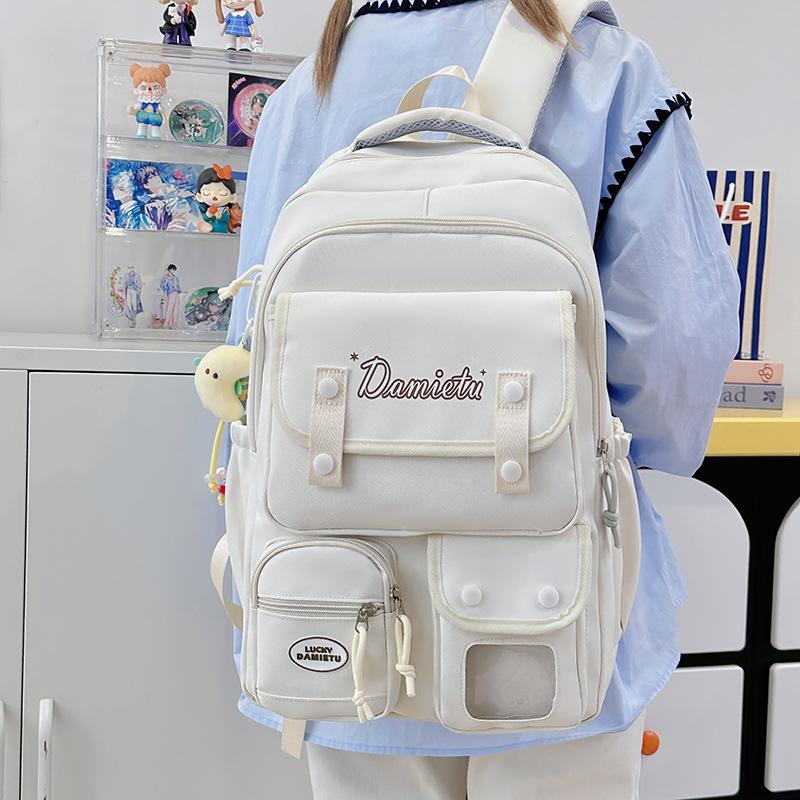 School bag summer new academic style cute large capacity school bag casual versatile backpack simple lightweight sweet backpack
