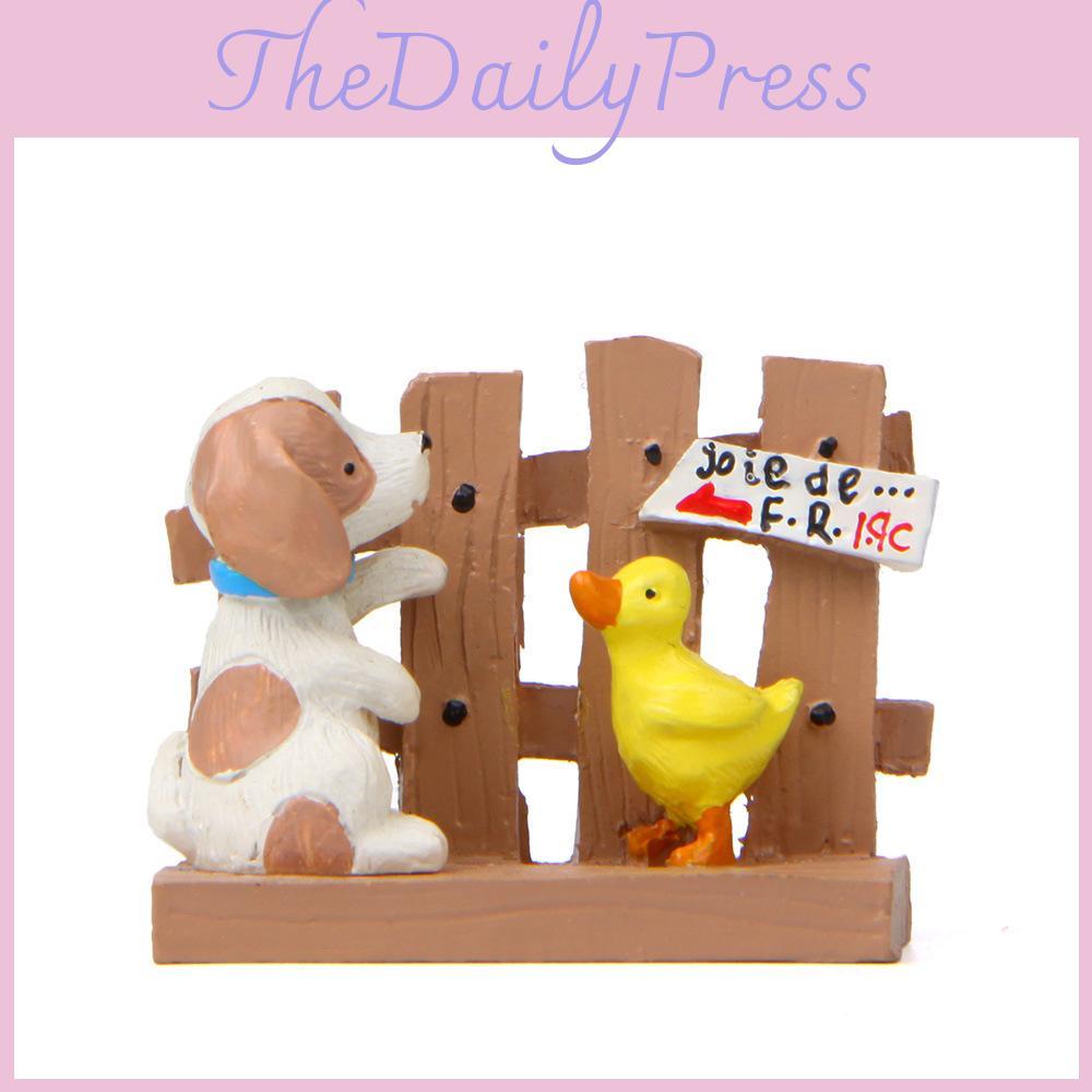 Cute Cartoon Fence Duck Dog Mini Model Ornament For Natureinspired Miniature Garden And Photography Props