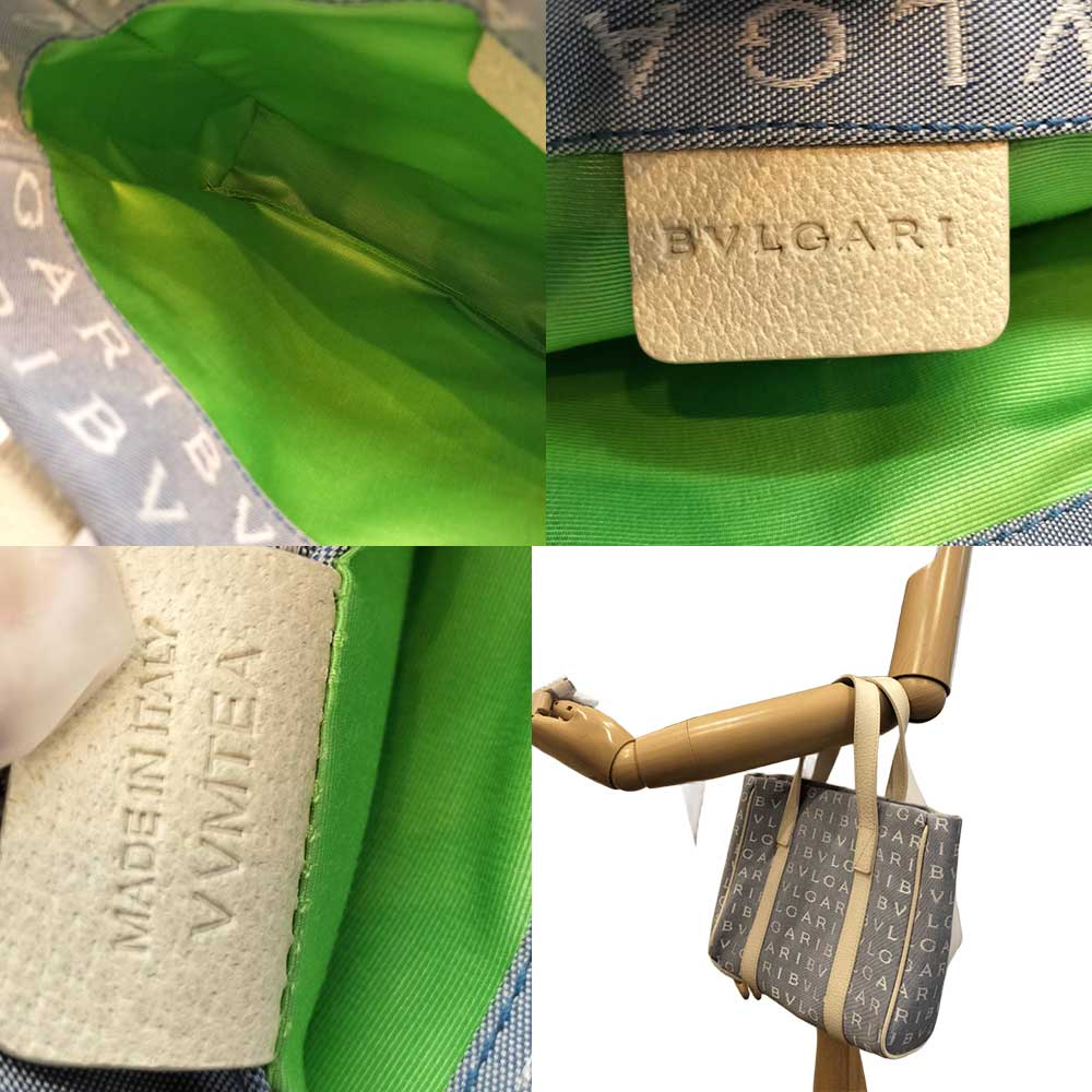 Used BVLGARI Logo maniaHandbag Canvas Women