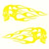 2Pcs Universal Motorcycle Gas Fuel Oil Tank Skull Flame Badge Decal Sticker
