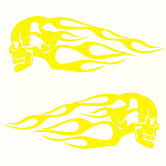 2Pcs Universal Motorcycle Gas Fuel Oil Tank Skull Flame Badge Decal Sticker