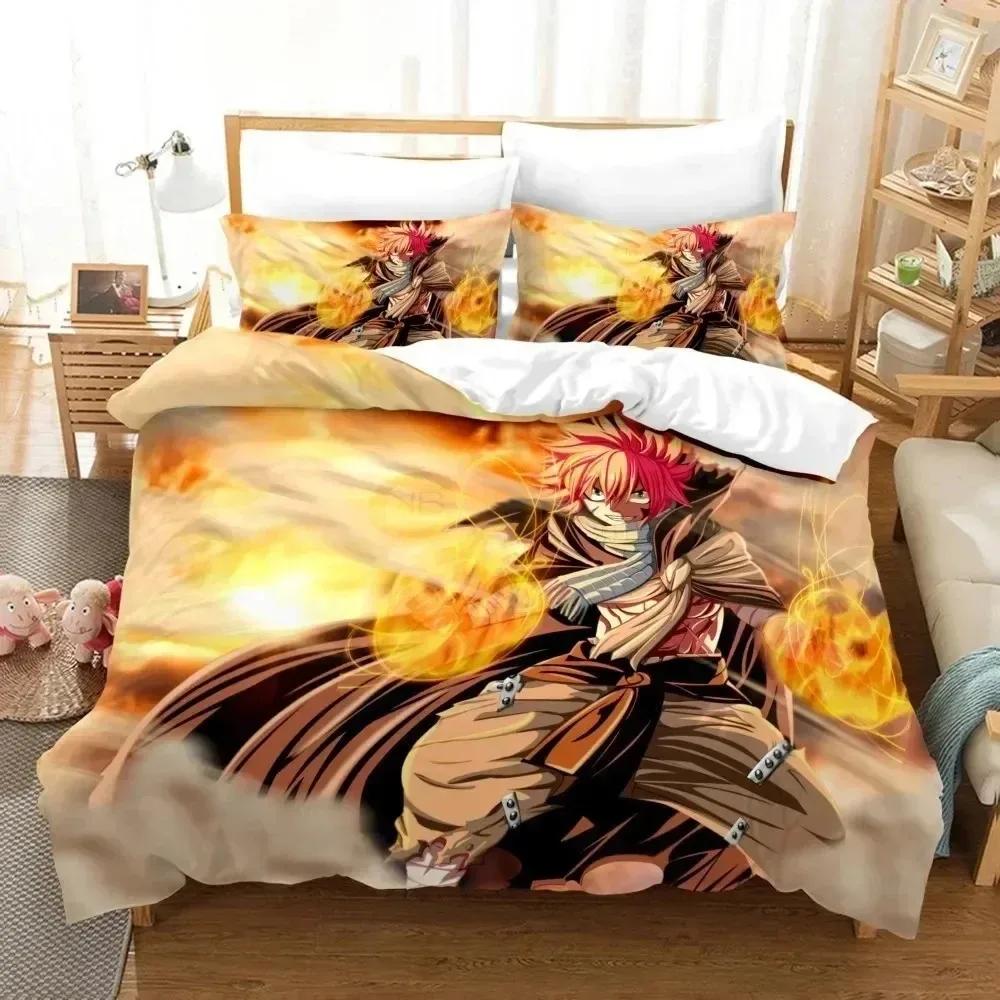 Anime 3D Printed Fairy Tail Bedding Set Duvet Cover Pillowcase Boys Girls Single Twin Full Queen King Size Adult Bedding gift