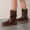 New Winter Vintage Fleece-Lined Warm Women'S Mid-Calf Boots - Stylish, Slim & Minimalist Style