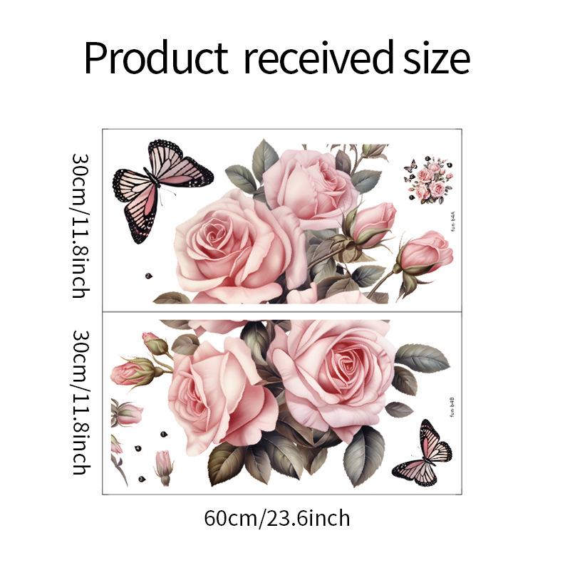 Romantická růže Butterfly Ložnice Veranda Beautify Dekorativní samolepky na zeď Samolepící