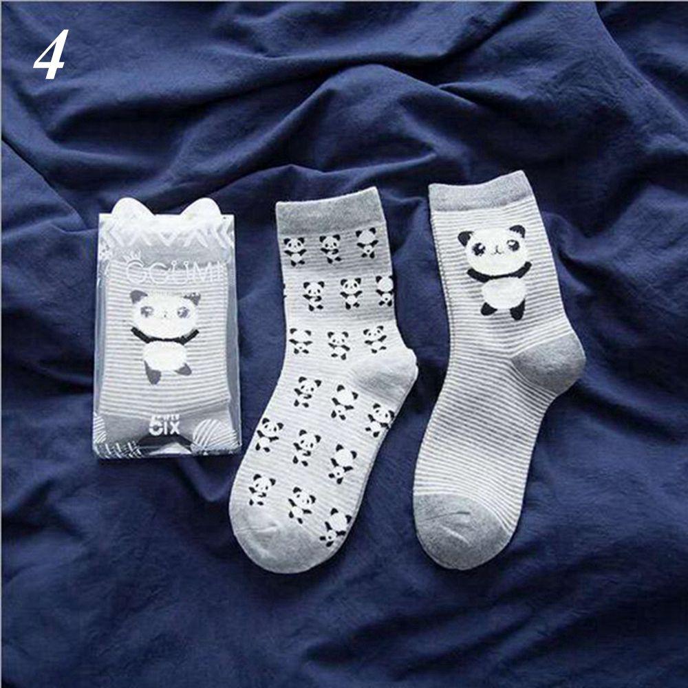 2Pairs Women Cute Casual Creative Hosiery Cotton Lovers Socks Cartoon Printed