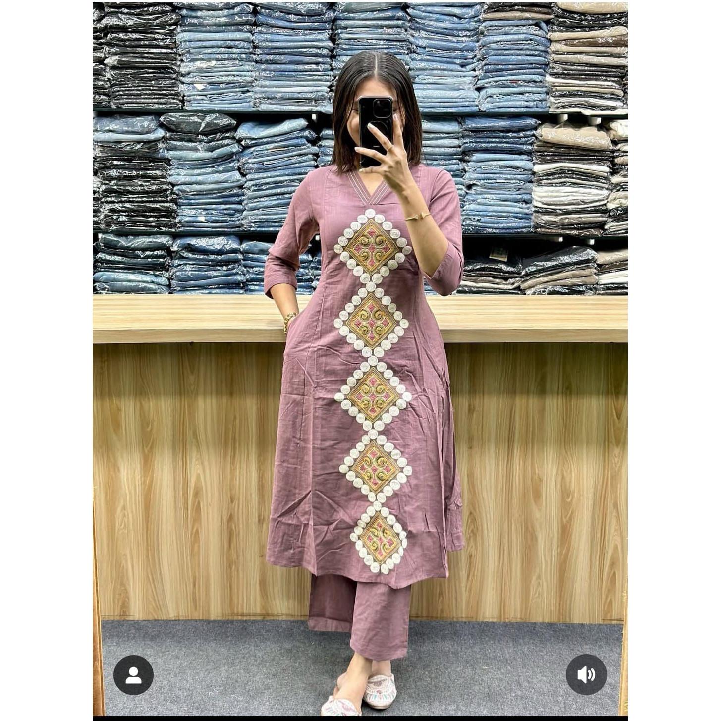 Женский офисный комплект: этническая туника-курту и брюки, индийский Болливуд, топ, туника, набор курты L-40