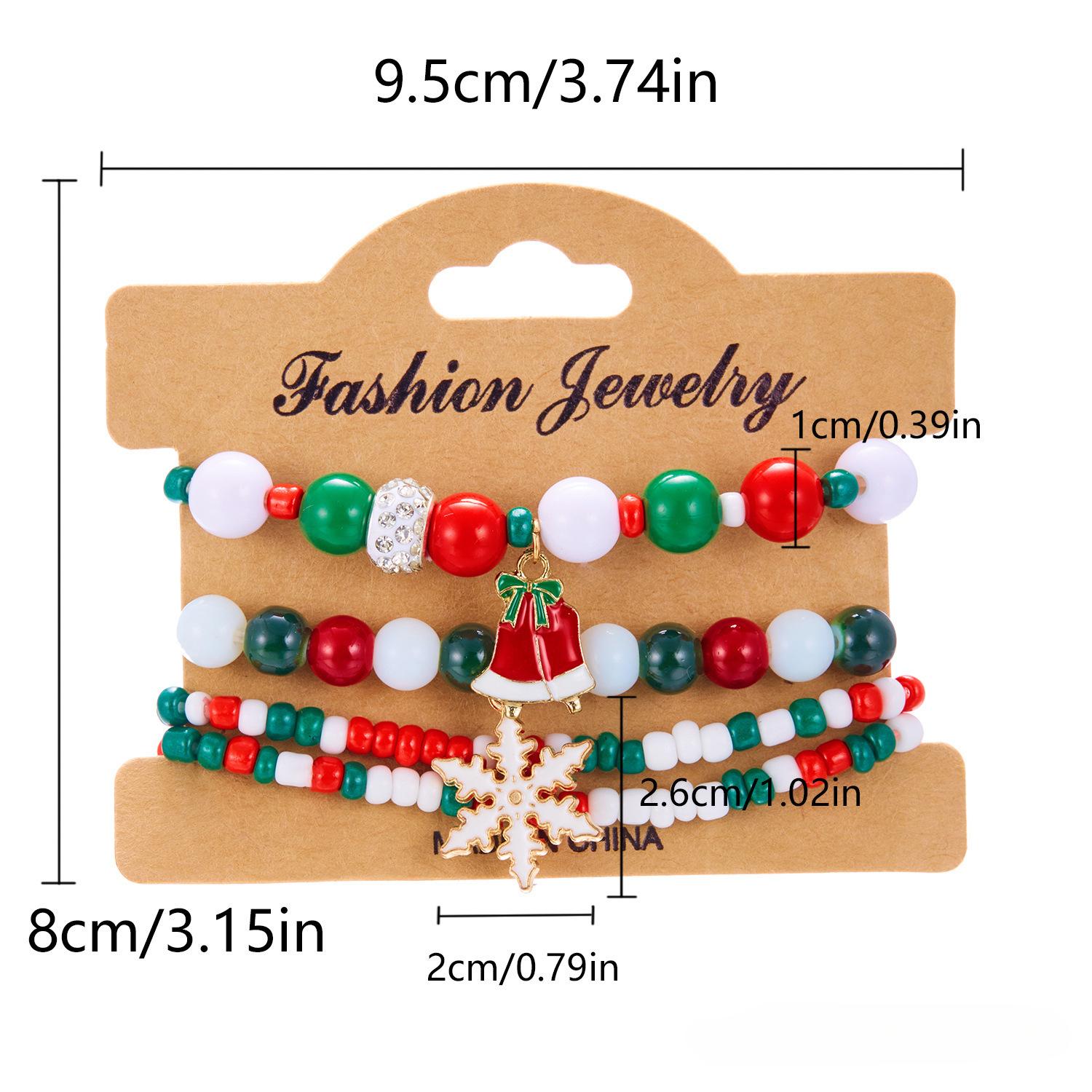 

4 шт. Набор браслетов Рождественские украшения Рождественский браслет 4 PCS разноцветный