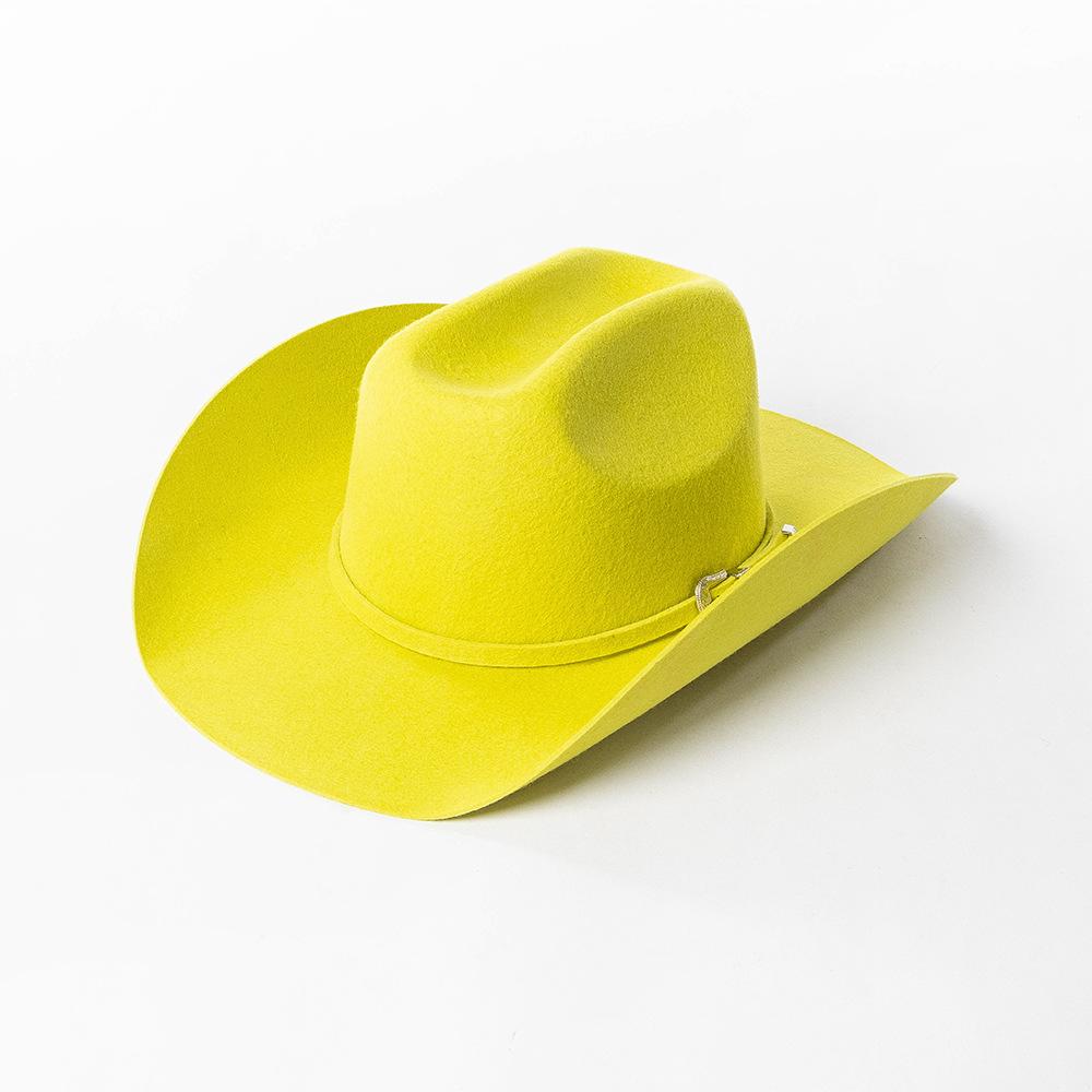 Autumn And Winter New Fashion Belt Buckle Decorative Wool Woolen Edge Wide Brim Jazz Hat Outdoor Warm Concave Top Hat