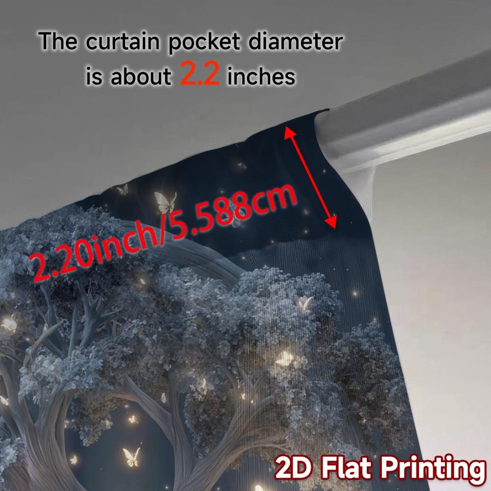 Set Of 2 Flat Printing Curtains Without Rod Moonlit Elephants Popular Creative Polyester All Seasons Made