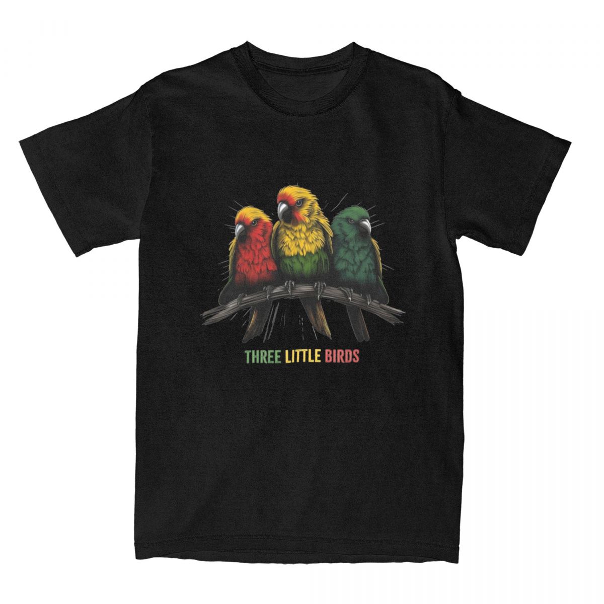 GUOYAN TOP Kawaii Drie Kleine Vogels Reggae T-shirt Heren 100% Katoen Korte Mouw Bob Marley Ronde Hals Zomer Top T-shirts 2XL