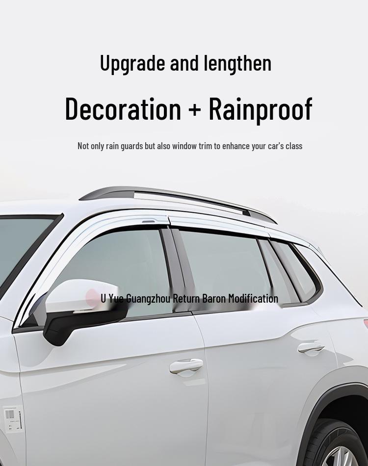 Volkswagen Tayron X T-Roc T-Cross Electroplated Rain Visors - Car Window Eyebrow Decorative Strips for Exterior Modification