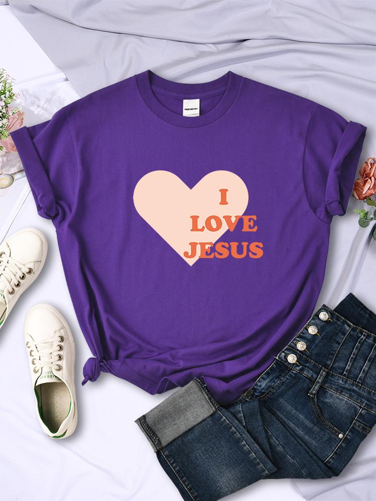 I Love Jesus Give You My Heart Printing Womens T Shirt Hip Hop Casual Street Short Sleeve Creativity Fashion Female Tee Clothing