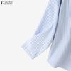 ZANZEA Blouse Décontractée Femme Col V Ample Manches Longues Rayures