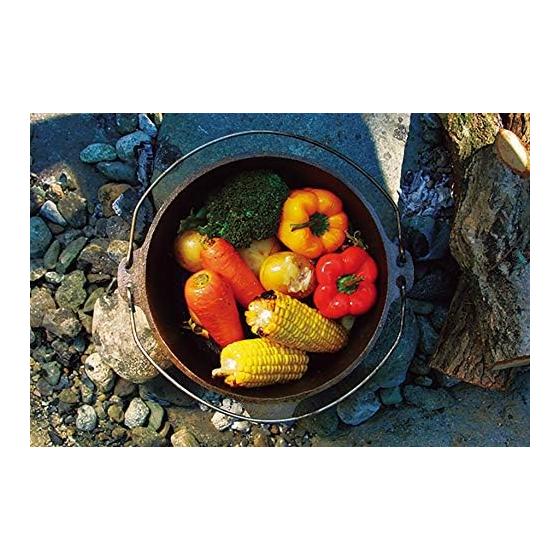 CAPTAIN STAG Dutch Oven Set, Cast Iron, No Seasoning Required, Lid Lifter and Storage Bag Included