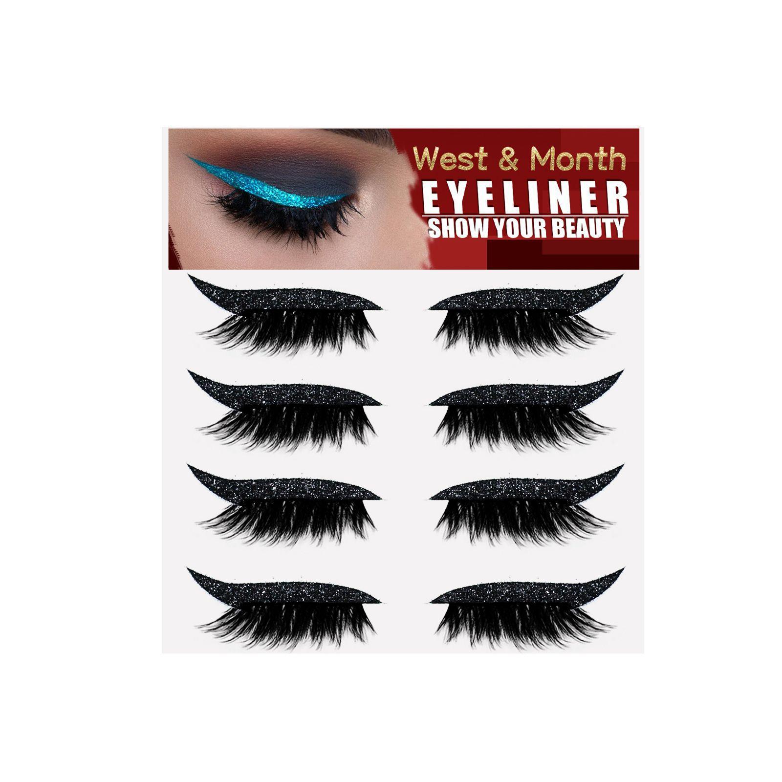 West&Month 4 pairs self adhesive eyeliner eyelashes strip curly no glue false eyelashes 2
