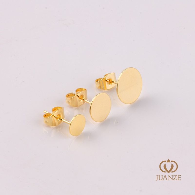 

DIY S925 Pure Silver Ear Pin Ornament Accessories Gilded 6mm(18K gold 1 pair with earplugs)