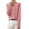 Women's Autumn And Winter Fashion Long-sleeved Basic V-neck Loose Pullover Sweater Top