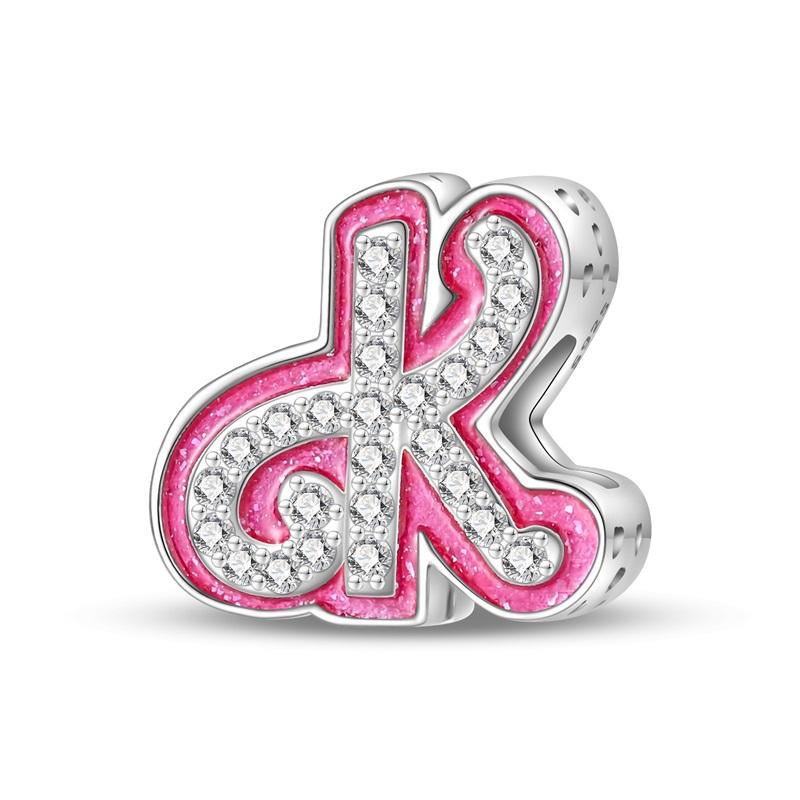 Copper 26 Alphabet Pink Princess Letters Charms Bead Fit Pandachoriginal Bracelet Diy Anniversary Birthday Jewelry Gift
