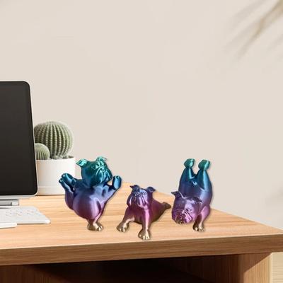 3D Printed Yoga Bulldog Figurine Dog Statue Animal Sculpture Home Office Bookshelf Desktop Decoration Ornament Dog Lover Gifts